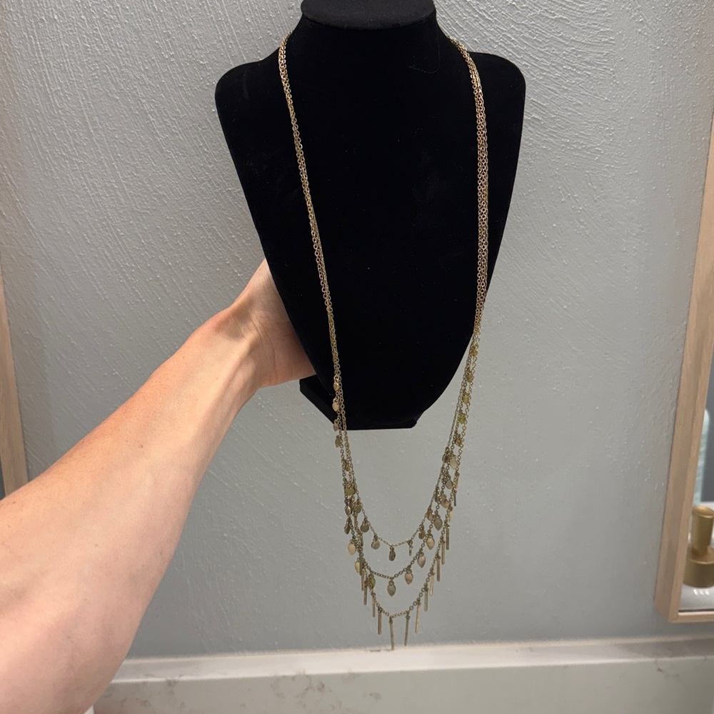 LOFT gold multi-strand long necklace - Picture 3 of 4